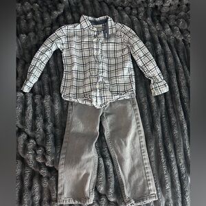 Lee Kids Matching Set - Plaid Shirt and Gray Pants